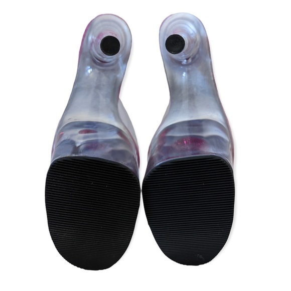 Tony Shoes Platform Clear/Fuchsia Glittery Sandals - Picture 10 of 11